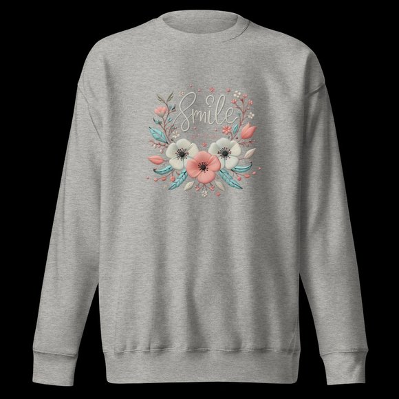Blossom in Joy: Smile & Let It Go Floral Horizon Embroidered Hoodie - Chic Posit - Picture 2 of 3